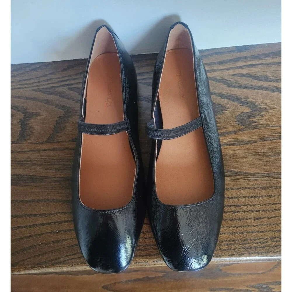 NEW Madewell The Greta Mary Jane Flats Patent Leather Shoes Ballet Black Size 7